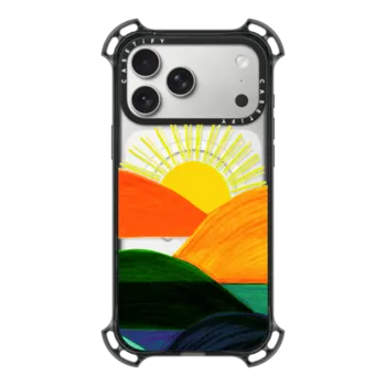 iPhone 17 Pro Max Bounce Case MagSafe Compatible SIMPLE SUNSET 1, MINIMALIST COLORFUL LANDSCAPE MOUNTAINS SUN NATURE ILLUSTRATION By Ebi Emporium