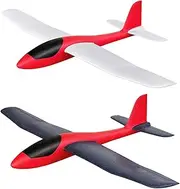 HAWK'S WORK 2 Pcs Foam Glider, 86cm Super Large Airplane Toy Hand Throwing Plane, Outdoor Play & STEM & RC Conversion for Kids & All Age