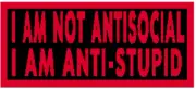 I AM NOT ANTISOCIAL.. Patch W/ VELCRO® Brand Fastener Funny Emblem Red