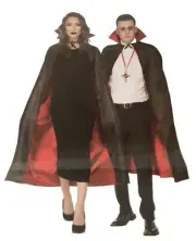 48” Fully Lined Adult Vampire Cape HALLOWEEN HERO MAGICIAN DEVIL BLACK RED