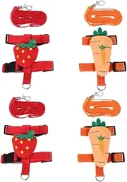 DECOMELODY 4Pcs Adjustable Bunny Harness Set for Small Pets Cute Vest Leash for Kittens Puppies Cats and Dogs Comfortable Traction Rope for Safe Outdoor Walks