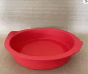 Tupperware Silicone Magic Baking Form 9” Round Cake Oven Red New