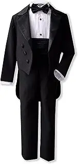 [Gino Giovanni] Boy's Black Formal Tuxedo Suit Set with Tail