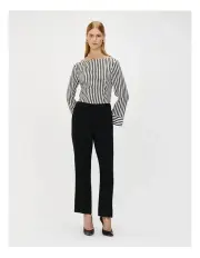 [Veronika Maine] Cotton Rayon Stripe Tie Back Top in Black/White