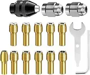 Drill Chuck Collet Set for Dremel Rotary Tool, Keyless Quick Change Chuck +11Pcs Brass Collets and Metal Nut