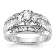 0.97ct. CZ Solid Real 14K White Gold Peg Set Engagement Ring