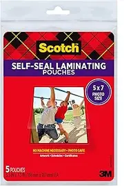 Scotch Glossy Document or Photo Laminating Pouch, 5 x 7 Inches, 5-Pack (PL905)
