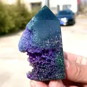 83G Natural grape agate obelisk quartz crystal tower for healing