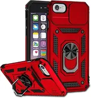 for iPhone SE 2022/SE 2020 Case with Slide Camera Cover & Kickstand, Built-in 360¡ã Rotate Ring Stand Magnetic Cover Case for Apple iPhone SE 2022/SE 2020 (Red)