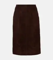 [Nour Hammour] Nour Hammour Lady Skirt suede midi skirt AU 14 brown
