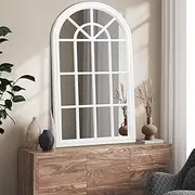 [OIKITURE] Arched Window Mirror 130 x 70cm Wall Mirror Home Decorative for Living Room Entryway Hallway White