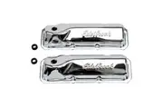 Edelbrock Signature Series Chrome Valve Covers for Ford 302 351 Cleveland 2.9" overall height ED4461