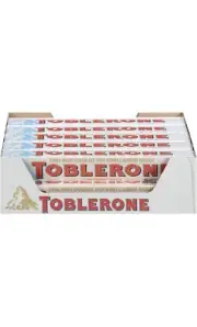 Toblerone Swiss White Chocolate Bars with Honey and Almond Nougat 3.52 Oz. 20 Ct
