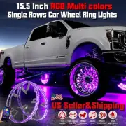 15.5" Single Row Dream RGB LED Wheel Ring Lights Turn&Brake Signal Bluetooth US