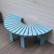Weatherproof Outdoor Garden Bench Slatted Seater, 2-Person Patio Bench Backless Wood Benches, Semi-Circular Round Tree Seat Chair for Porch Park Lawn Backyard(Half Round)