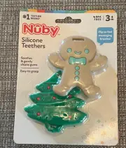 Nuby All Silicone Gingerbread & Christmas Tree Teether – 2 Pack, 3+ Months