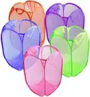 5Pcs Pop up Mesh Washing Laundry Basket Bag Foldable Bin Hamper for Toy Tidy Sto