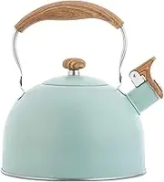 Tea Kettle Best 2.5 Liter Induction Stainless Steel Surgical Whistling Teapot Food Grade Tea Pot -Tea Pot for Stove Top (Light Green,Black,Beige)
