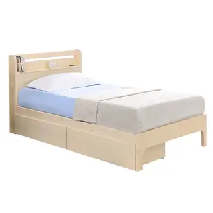 Boden-奧尼5尺雙人書架型實木床架/床組-收納抽屜型-附插座(兩色可選)