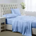 Silk Satin Sheets 4-Piece King Size Satin Bed Sheet Set Deep Pockets Light Bule