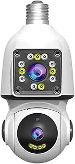 4MP Light Bulb Security Camera, 2K Dual Lens Home 360° Wireless WiFi Light Socket Security Camera with Motion Detection Tracking, 2-Way Talk, Color Night Vision,2MP