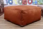 Moroccan Square Pouffe Unstuffed Handmade Footstool Goat Leather Relaxing