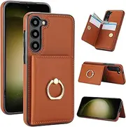 for Samsung Galaxy A54 Wallet Case with Card Holder,Leather Cover with RFID Blocking,360°Rotating Ring Holder Stand Magnetic Clasp Shockproof Phone Case for Samsung A54 5G 6.4" (Brown)