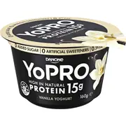 YoPRO Danone High Protein Yoghurt No Added Sugar Vanilla 160g
