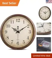 Classic Vintage Round Wall Clock - Quiet, Large 16 Inch Design for Home & Office