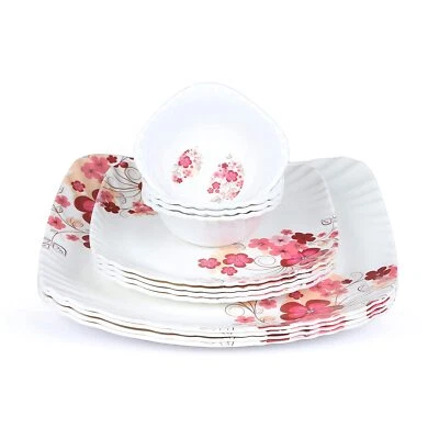 Melamine Square Full Plates, Quarter Plates & Bowl Pack of 12 Floral Print