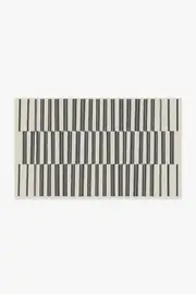 90' x 150' | Machine Washable Runner Rug | Kid & Pet Friendly | Indoor Rug | Offset Stripe Black Outdoor Rug | Ruggable