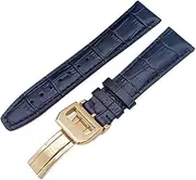 [GGZONE] RHAIYAN Compatible with IWC Strap Watch Accessories Watch Bracelet Genuine Leather Watch Belt Compatible with IWC Watch Strap Watch Band Specific (Color : BluRoseGoldClasp2, Size : 20mmWithMark)