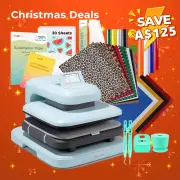 LOKLiK Auto Heat Press 2+Great Valued Bundle(PUFF HTV*8+Glitter HTV*5+Patterned HTV+Sumblimation Paper*30+Sumblimation HTV roll+Transfer paper*6+PTFE Teflon Sheet+Weeding Tools≥145 A＄), 13 Sheets Christmas Patterned HTV(Style 1)