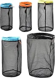 Scallops Bags Mesh | Lightweight Nylon Mesh Drawstring Storage Bag Set - Backpacking Stuff Sack, Sleeping Bag Ditty Sacks, Ultralight Mesh Bags for Camping Travelling Hiking Puchen