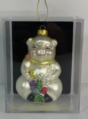 New Hand Crafted Glass Christmas Ornament Cute Pig w/ Candy - 2004 Target