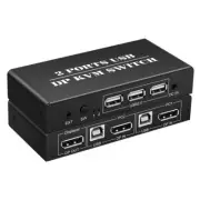 2 Port DisplayPort 2x1 DP KVM Switcher Switch DP 1.2 4K@60Hz Supports USB 2.0...