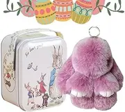 [Generic] Bunnylu-lu Keychain, Bunny-Lulu Keyring In A Tin, 15cm Rabbit Pendant Keychain, Christmas Bunny Keychain, Cute Hangable Bunny Animal Ornament for Backpack, Purse, Key
