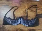 NWT Frederick's Of Hollywood Size 14 Lux Open Cup Blue Lace Bra #1