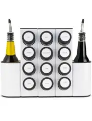 Prepdeck Chef Caddy Magnetic Spice Rack Pro Model With Jars, Oil Bottles, Labels