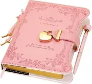 Hoci Poci Diary with Lock and Keys for Girls Gift Ideas, 360 Gold Edged Pages Journal for Women, B6 Refillable Notebook for Writing with Pen and Bookmark (Garden Pink)