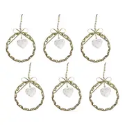 6x LVD Twist Wreath Heart Lrg Metal/Beads Hanging Ornament Decor 17x15cm Gold