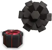 Rstigiker Black Explosion Box, DIY Photo Album Scrapbook Folding Gifts Boxes Handmade Folding Photo Albums Memory Box for Birthday Valentine's Day Wedding Proposal Engagement Birthday Anniversary
