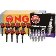 NGK 10 COP Ignition Coils & 10 Ruthenium HX Spark Plugs Kit For Audi R8 (for: Audi)