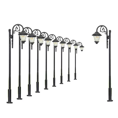 10pcs Model Railway Train Lamp Post Street Lights HO OO Scale LEDs 6.5cm