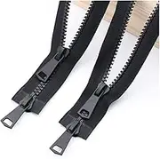 Zipper Open-Ended Zip Fasteners,Coil Zippers,1pcs 8# Double Open End Resin Black Zipper, 60/70/80/90/100/120cm Auto Lock Clothing Jacket Coat Outdoor Zip, DIY Sewing Repair (Size : 90cm) (Size : 90cm)