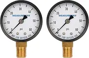 Measureman 2" Dry and Utility Pressure Gauge, Swimming Pool Filter Pressure Gauge, Spa, Aquarium, Water Pressure Gauge, 1/4" NPT Lower Mount 0-60Psi x 2 pcs