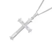 Silver 30mm Fancy Clover Edge Cross Pendnt