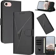 Oduio for iPhone 16E Case Wallet iPhone 16E Phonecases with Wrist Strap Magnetic Clasp Cover Leather for Women for Man Black