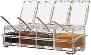 4 in 1 Seasoning Container Clear Spice Box with Lids and Spoons Seasoning Box Transparent Condiment Jars Condiment Dispenser Spice Pots Spice Jars Seasoning Jars Spice Pots Seasoning Rack