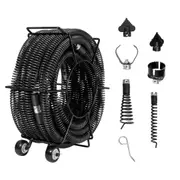 Drain Cleaning Cable 60 FT x 1-1/5 Inch, Professional Sectional Drain Cleaner Cable with 6 Cutters for 2.0" to 7.9" Pipes, Hollow Core Sewer Drain Auger Cable for Sink, Floor Drain,